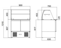 Saladette Glas 2 Türen 90x70